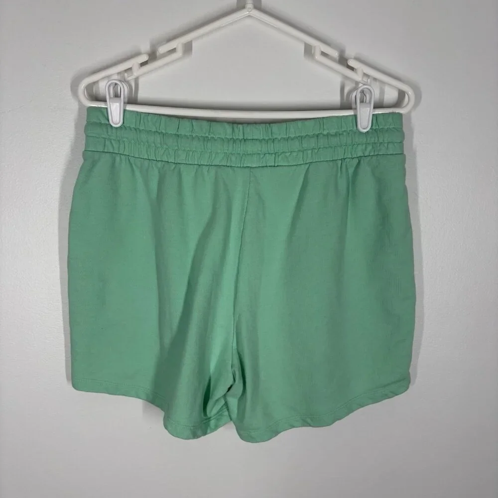 Judith March Women Size L Green Casual Lounge Preppy Smiley Face Sweat Shorts